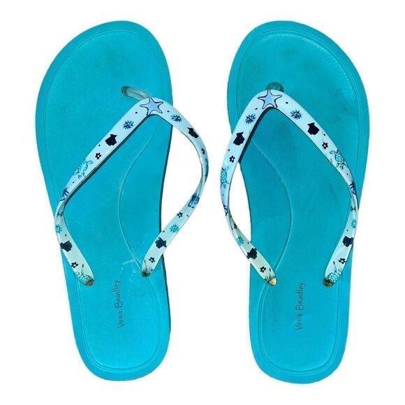 Vera Bradley Lot of Three Flip Flops M 7-8 Heather Safari Sunset Mint Sea Life - Picture 6 of 7